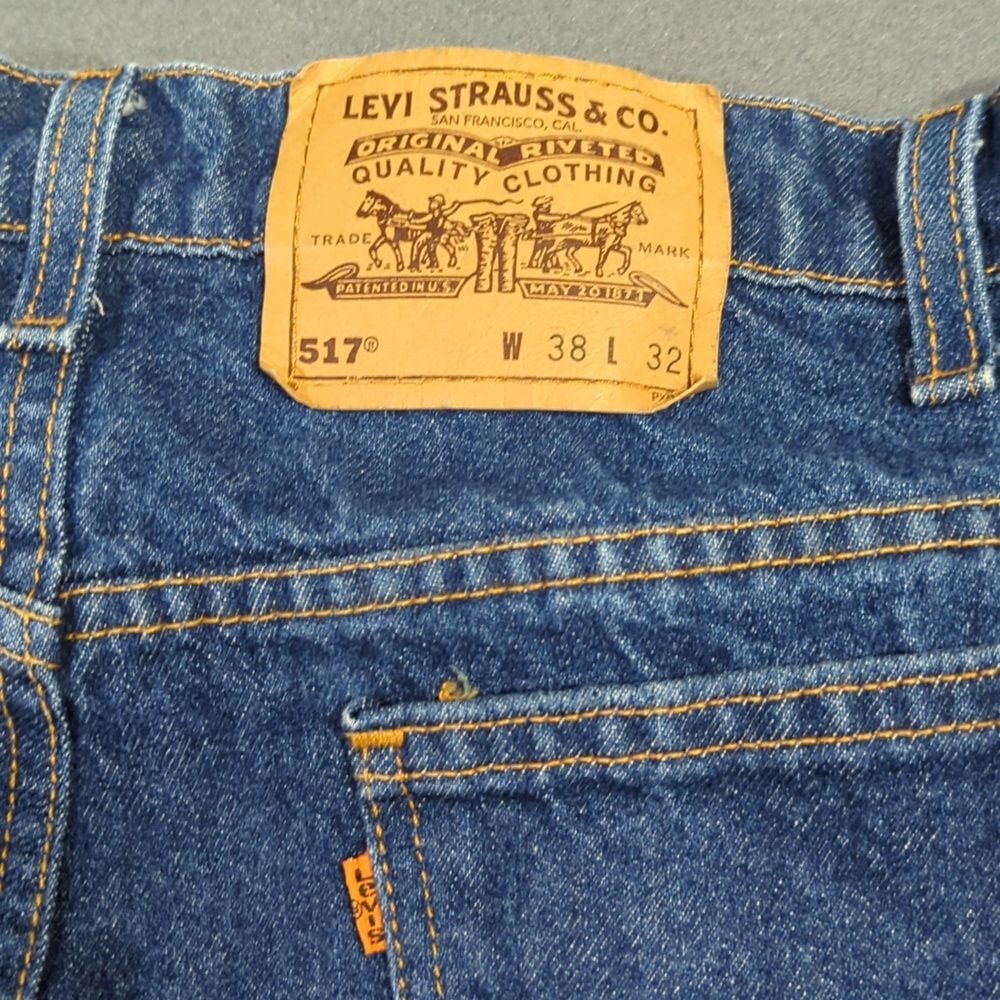 Levi's VTG Jeans Men's 38x32 Fits 35x32 Blue 517 Orange Tab Boot Made In USA 90s